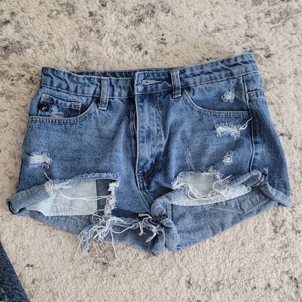 KanCan Blue Distressed Jean Shorts High-Waisted